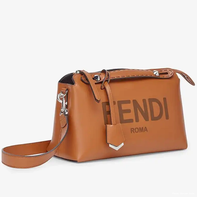 Cheap Leather Way Boston ROMA In The Bag By Medium Brown Fendi Logo Calf 0601